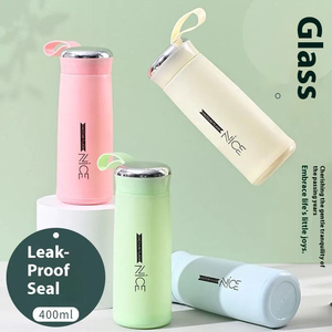 Creative Double-Layer Glass Water Cup - Stylish, Fresh Internet-Famous Promotional Gift Cup with 400ml Capacity, Logo Printable