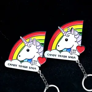 Keychain Anime Cheap Wholesale Custom Own Logo Anime Rainbow Unicorn Keychain/rainbow Unicorn Key Chain