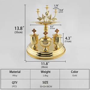 Penjualan pabrik perlengkapan Gereja Piringan Emas lapisan kualitas tinggi Set piring Vigil malam Gereja Set jam malam - Product Image 6