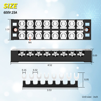Barrette de distribution à bornes pré-isolées à double rangée 8 positions 25A 600V avec couvercle transparent