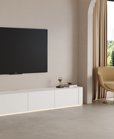 Meubles de salon Meuble TV en bois massif et ensemble de table basse ronde rétractable Console multimédia Unité TV
