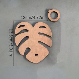 Supplier <b>Rustic</b> Leaf-shaped <b>Wooden</b> Hollow Green Plant <b>Shelf</b> Storage Polished Simple Style Pendant Craft for Home Wall Decoration - Product Image 3
