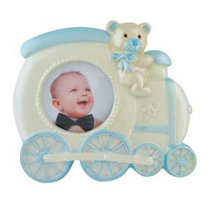 Cadre photo en MDF bleu clair avec motif petit train, design simple et élégant en métal, pour décoration intérieure, DIY, disponible en tailles A4, 5x7, 4x6 - Product Image 1