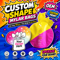 Sacs en Mylar de forme personnalisée, faible MOQ 100 pièces, pochettes découpées pour bonbons, snacks, cosmétiques, emballage alimentaire, sacs anti-odeur de qualité alimentaire