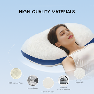 Oreiller en mousse à mémoire de forme ovale pour un sommeil profond, respirant et confortable, avec bordure bleue, fabriqué directement par l'usine YUE RISE - Product Image 4