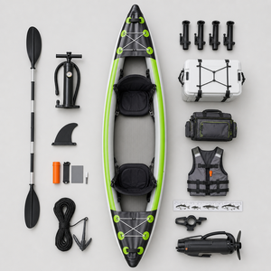 Kayak de pêche gonflable avec siège haut, deux places, PVC, 410 cm, 21 kg, avec porte-canne et <span class=keywords><strong>support</strong></span> <span class=keywords><strong>moteur</strong></span> pour longues sessions sur lac, OEM - Product Image 3