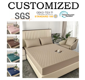 Vente chaude, <span class=keywords><strong>drap</strong></span> de lit ajusté en coton matelassé uni, 200TC, plié, polyester, <span class=keywords><strong>housse</strong></span> de matelas imperméable - Product Image 1