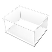Vitrine de présentation transparente en acrylique avec couvercle anti-poussière, style ouverture à clapet, pour figurines BUBBLE MART Labubu et boîtes mystères, montage facile, emballage plat, présentoir
