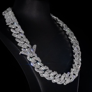 <span class=keywords><strong>Collana</strong></span> a catena cubana con <span class=keywords><strong>aereo</strong></span> in argento sterling 925, montatura a castone da 22 mm con diamante Moissanite taglio fantasia - Product Image 5