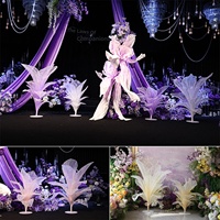 Nouvelle Décoration de Table de Mariage Personnalisée Faite à la Main, Grande Fleur en Organza Violette, Fleurs Artificielles Géantes pour Accessoires d'Événements de Mariage