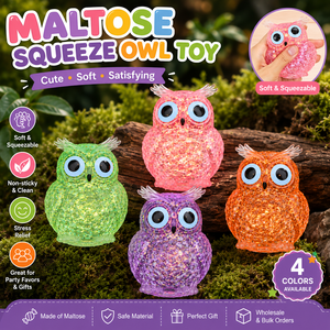 Juguete de Peluche de Maltosa en Forma de Búho Transparente, Juguete Antiestrés para Fiestas - Product Image 1