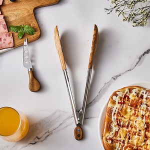 Accessoires de <span class=keywords><strong>cuisine</strong></span>, outils de cuisson, pinces de <span class=keywords><strong>cuisine</strong></span> en bois d'acacia, pinces à aliments en acier inoxydable de 9 pouces et 12 pouces, ensemble pour <span class=keywords><strong>la</strong></span> maison et <span class=keywords><strong>la</strong></span> <span class=keywords><strong>cuisine</strong></span> - Product Image 5