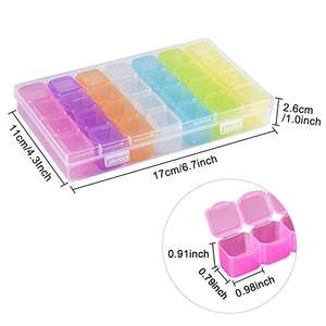 28 فتحة بلاستيك قوس قزح وردي أرجواني اللون حبات رسم ماسية - Product Image 6