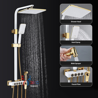 47 vente en gros de robinets thermostatiques de salle de bain robinets de douches à quatre niveaux pommes de douche laiton noir doré à quatre vitesses