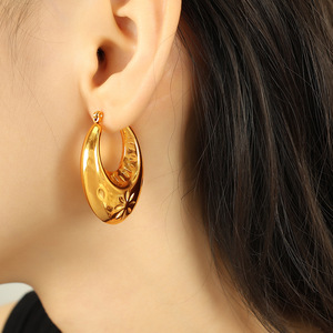 <b>Moon</b> Shape Hoop <b>Earrings</b> Gold Silver Plated Titanium Steel For Women Fashion Jewelry EH706 - Product Image 4