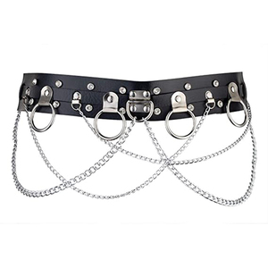 Cinturón de Cadena Corporal para Mujer, Cinturón de Cuero Estilo Gótico Punk, Ajustable, Accesorios de Joyería Rave para Mujeres y Niñas (Negro) - Product Image 1