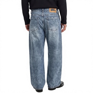 Jeans amples pour homme à haute élasticité, coupe ample, jambe large, en denim, pour un style décontracté, 100% coton, 10-12 OZ, logo OEM personnalisé, marque - Product Image 6