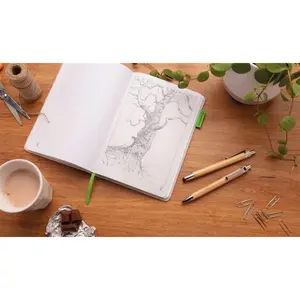 Set di penna e mini quaderno in bambù - Merchandising sostenibile - Product Image 2