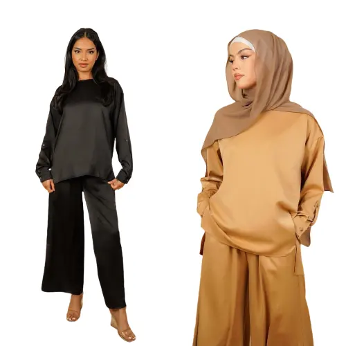 3182 Thổ Nhĩ Kỳ Nhà Cung Cấp Quần Áo Bán Buôn Trung Đông Dubai Bộ Hai Mảnh Top + Quần Abaya Cho Femmes Hồi Giáo Phụ Nữ Quần Áo