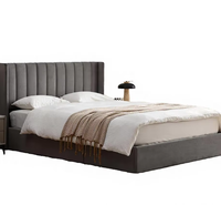 Meubles de chambre à coucher en similicuir au design moderne, lit double king size confortable et réglable avec dossier souple