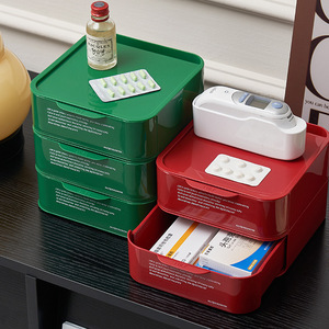 Office Organizer <b>Stackable</b> <b>Storage</b> <b>Box</b> Red Green White Rectangle Desktop Drawer Organizer for Stationery Students - Product Image 4