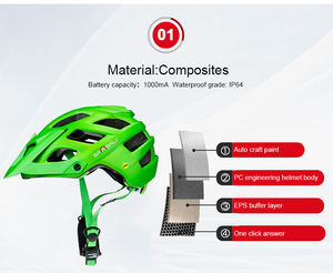 <span class=keywords><strong>Casco</strong></span> de <span class=keywords><strong>Bicicleta</strong></span> Inteligente de Montaña MTB de Alta Calidad Asp013 <span class=keywords><strong>MIPS</strong></span> Verde, Cascos de Ciclismo con Altavoz Bluetooth - Product Image 3