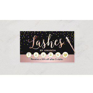 Creative Nails Lashes Loyalty Punch Card Modern Makeup Artist Trendy 325 GSM Rose Gold Typography Black Marble Card