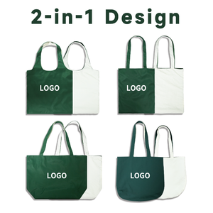 Sac fourre-tout en toile de coton et nylon personnalisé à prix d'usine, sac de shopping réutilisable 2-en-1, sac à bandoulière pour promotion et cadeau - Product Image 1