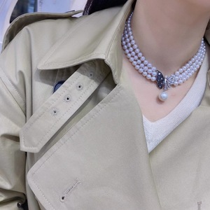 Natural Freshwater Pearl Pendant Necklace S925 <b>Silver</b> Versatile 9-12mm Collarbone Slightly Flawed Strong Light Wenchi China - Product Image 1