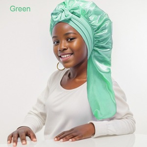 Bonnet en satin double couche pour enfants, tresses, cheveux longs, bleu sarcelle, filles - Product Image 4