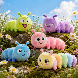 Peluche <span class=keywords><strong>de</strong></span> luxe en forme <span class=keywords><strong>de</strong></span> chenille des prés sauvages, poupée en peluche insecte multicolore vif - Product Image 1
