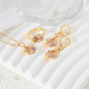 <strong>China</strong> <strong>Wholesale</strong> Heart Shape Cubic Zirconium 18K Gold Plated Necklace and Earring Ring <strong>Jewelry</strong> Set Ensembles De Bijoux or 18K - Product Image 6
