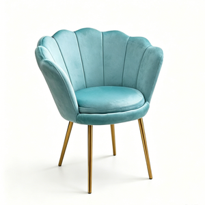 <span class=keywords><strong>Chaise</strong></span> de salle à manger moderne bleue en velours capitonné avec pieds dorés - Design durable pour les salons - Product Image 1
