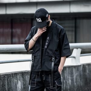 FOXA Cardigan Kimono Samurai Streetwear Japonais pour Hommes, en Polyester Fin Respirant avec Poches et Manches Classiques - Product Image 6