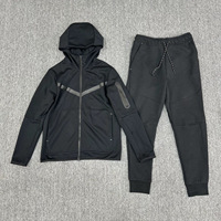 Survêtement Homme 2 Pièces en Polaire Technique Personnalisable avec Logo, en Polyester et Coton, pour Printemps-Automne 2025 – Hoodie et Pantalon pour la Course à Pied