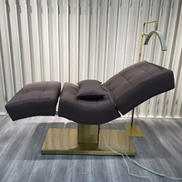 Lit de soin esthétique de luxe moderne en acier inoxydable doré avec base réglable pour salon, spa et extensions de cils