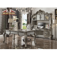 Lit antique LongHao Furniture avec tables de chevet de rangement, cadre de lit king size de luxe en bois sculpté à la main pour la chambre à coucher