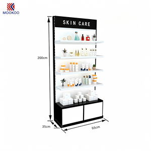 Espositore Angolare da Parete per Cosmetici con Struttura in Metallo, Vetrina per Prodotti Skincare con Schermo Digitale Illuminato per Negozi di Bellezza - Product Image 4