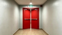 Porte coupe-feu en acier à double battant certifiée UL 180 minutes avec barre anti-panique pour sortie d'urgence, protection contre la fumée et le feu, porte anti-incendie