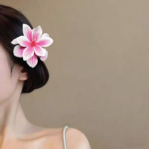 Pince à cheveux coréenne style doux et frais, en tissu, avec fleurs colorées, pince bec de canard, accessoires de mode pour femmes et filles - Product Image 2