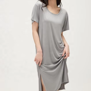Camicie da <span class=keywords><strong>notte</strong></span> in viscosa di bambù da donna camicie da <span class=keywords><strong>notte</strong></span> morbide comode camicie da <span class=keywords><strong>notte</strong></span> da donna a maniche corte girocollo abito da <span class=keywords><strong>notte</strong></span> - Product Image 1
