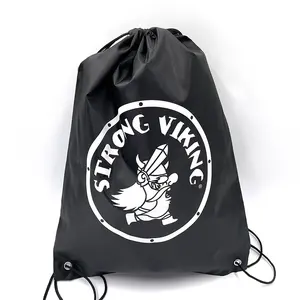 Promotional Custom Logo Printed Polyester Nylon Drawstring Bag