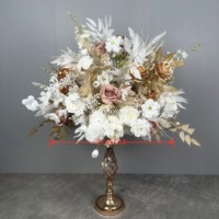 Boules de fleurs artificielles en soie personnalisées pour centres de table décoratifs de mariage et événements, boules de fleurs blanches et bleu marine en gros