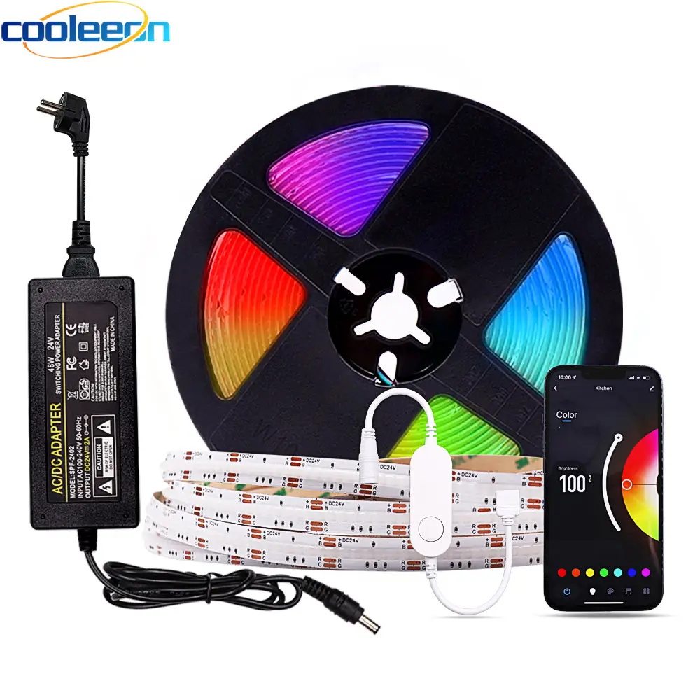 5m RGB COB LED Strip Light Kit with Controller Tuya Wifi Zigbee Voice Control work with Alexa Google Assistant Colorful LED Tape