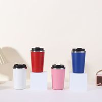 BORGE 350ml/500ml tasses à café réutilisables enduites de poudre tasse de voyage à café à double paroi isolée avec couvercle étanche pour l'extérieur