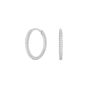 Boucles d'oreilles créoles en argent sterling 925 pour femme, entièrement pavées de zircone cubique, bijoux raffinés pour le quotidien et les soirées - Product Image 2