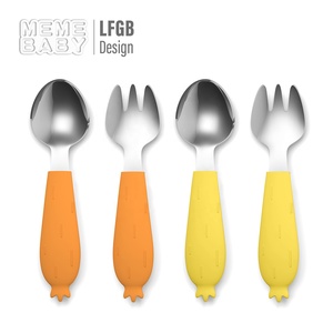 Nuovo Eco Friendly cibo personalizzato carota Silicone cucchiaio forchetta stoviglie Set articoli per la casa piatti per bambino neonato bambino bambino - Product Image 2