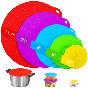 Couvre-plats en silicone pour micro-ondes, 5 tailles, réutilisables, résistants à la chaleur, avec ventouse, adaptés aux tasses, bols, assiettes, casseroles et poêles - Product Image 1