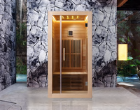 Harga Terjangkau Sauna Inframerah Jauh Kayu Solid Modern Hemlock Kanada untuk 1-2 Orang, Ruang Sauna Uap Dalam & Luar Ruangan