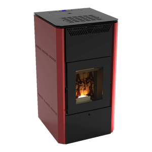 Estufa de Pellets de Hierro Fundido CORVARA 32V 28.55 kW, Moderna, Independiente, Hidroestufa para Calefacción Interior y Exterior de Villas, Color Burdeos - Product Image 1